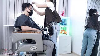 Big Ass Barber Girl try to fuck her customer