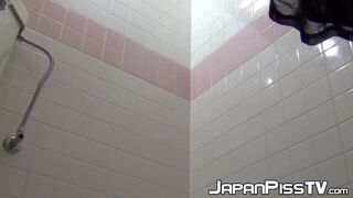 Innocent Japanese girls arent aware of a camera while they pee their panties